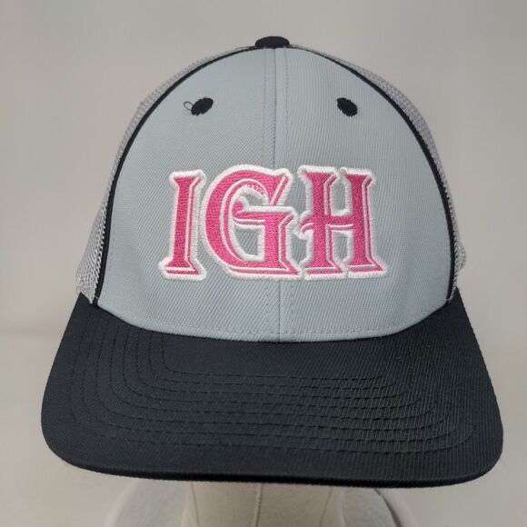 IGH Fitted Trucker Hat Gray L/XL Embroidered Pro Model Mesh Pacific Headwear - Picture 2 of 8